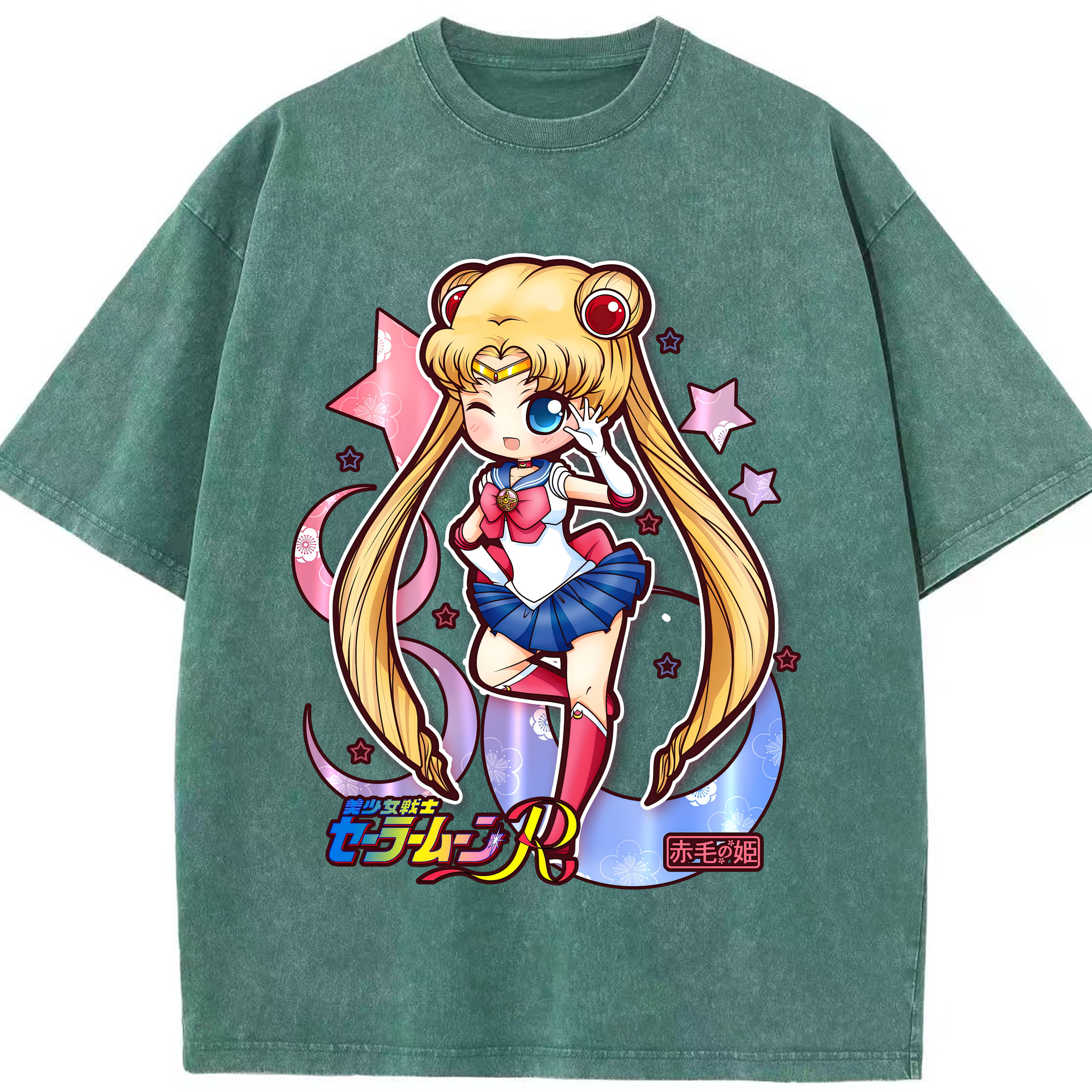 （画像用） 美少女戦士セーラームーン 月野 うさぎ つきの うさぎ Sailor Moon Tsukino Usagi 綿100% ヴィンテージ風 半袖Tシャツ（フロントプリント）